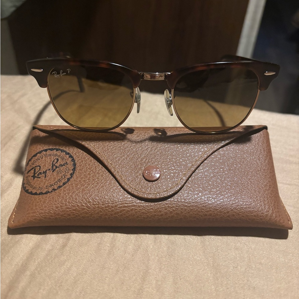 🎁😎Ray-Ban P Polarized Clubmaster Tortoise Sunglasses